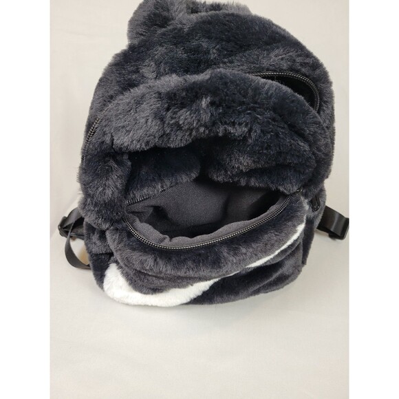Nike Futura 365 Faux Fur Mini Backpack Black with White Swoosh Nike Purse Bag - Picture 7 of 12